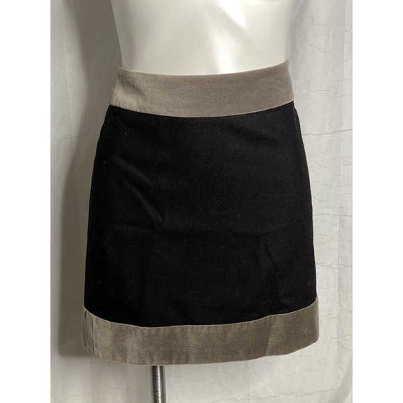 Kenneth Cole Mini Skirt Black Grey Wool Velvet Like Block 6 Above Knee Zips - Picture 9 of 12
